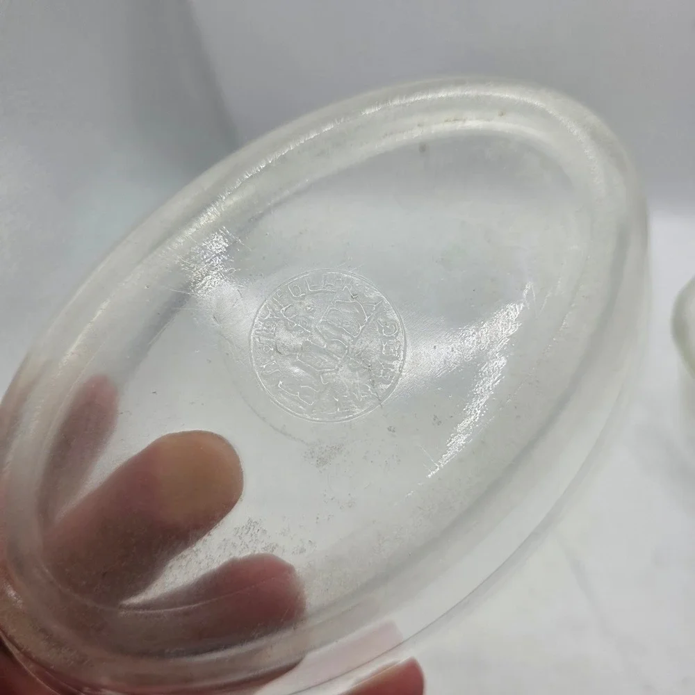 Vintage Pyrex Clear Glass Oval Baker and Scalloped Custard Cup Set 2 Piece